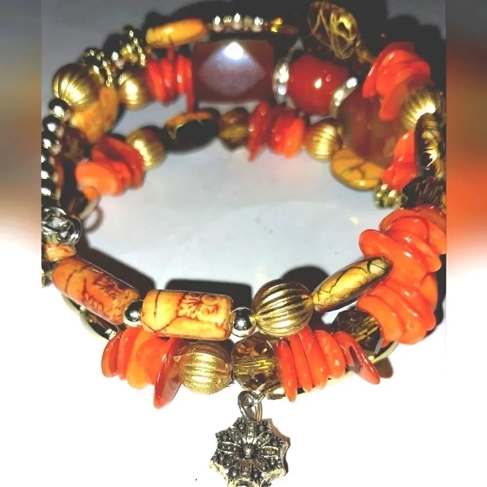 Vintage Beaded spiral bracelet